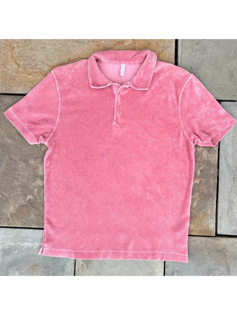 04651/ A Trip In A Bag Rose Pink Cotton Velour Terry Polo